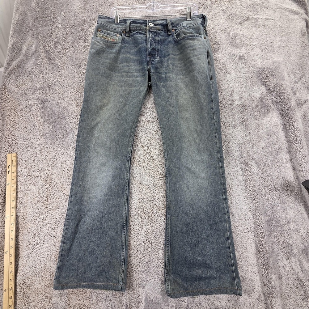 Diesel Jeans Mens 32x34 Blue Zathan Regular Bootcut Button Fly Made Italy 00742